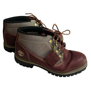 Timberland Converge Waterproof Burgundy Leather/Canvas Field Boots sz 9M